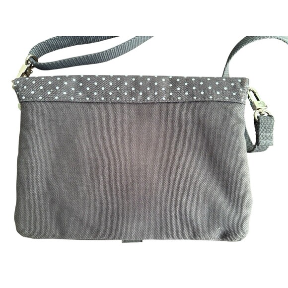 Thirty-One 31 Double Up Crossbody Purse Charcoal Gray Swiss Dot City NWOT - Picture 6 of 11